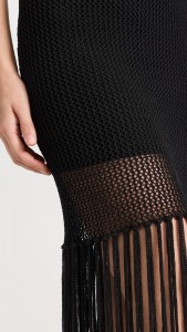 Casual V-neck Fringe Hem Lace Knit Halter Midi Dress