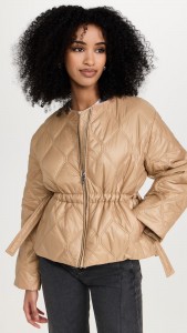 Factory made Casual ribbed waist drawstring zipper padded jacket