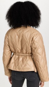 Factory made Casual ribbed waist drawstring zipper padded jacket