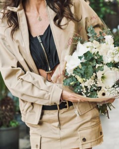 Custom khaki loose zipper coat tooling mini skirt set