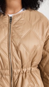 Factory made Casual ribbed waist drawstring zipper padded jacket