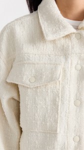Made in china Beige elegant tweed stylish breast pocket short jacket