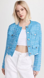 ODM Blue little fragrance round neck elegant jacket