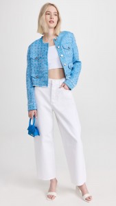 ODM Blue little fragrance round neck elegant jacket