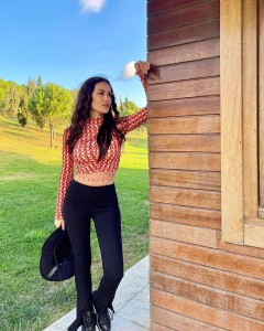 Factory Custom Plaid Long Sleeves Ruffle Crop Top