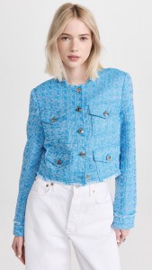 ODM Blue little fragrance round neck elegant jacket