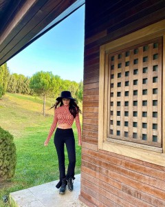 Factory Custom Plaid Long Sleeves Ruffle Crop Top