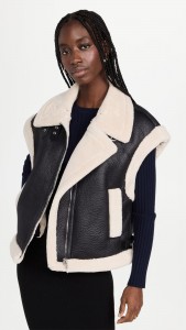 Made in china Lapel color patchwork fur sleeveless motorcycle vest