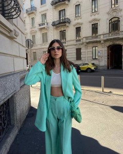 Factory made turquoise fresh elegant formal office suit