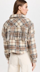 OEM Color matching fringe braided short button jacket