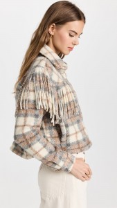 OEM Color matching fringe braided short button jacket