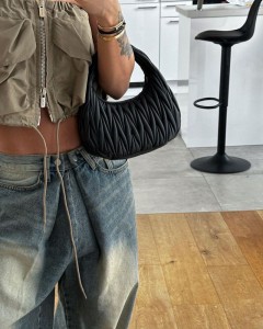 Custom strapless drawstring pocket zipper crop top
