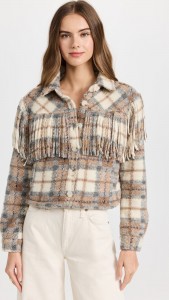 OEM Color matching fringe braided short button jacket