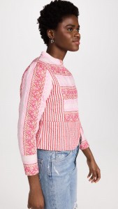 OEM Pink patchwork striped cotton jacket