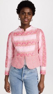 OEM Pink patchwork striped cotton jacket