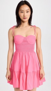 Rose red strapless halter  elegant high waist dress