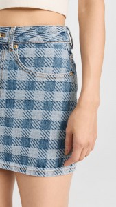 Made in china Denim checkered mini skirt