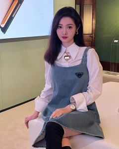 Lady custom cotton square collar triangle casual dress