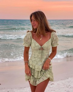 Lady custom short sleeve ruffle hem tie front mini  bodycon dress