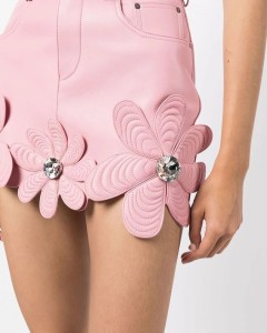 I hangaia e te wheketere PU putiputi teitei o te hope bodycon mawhero remu paku
