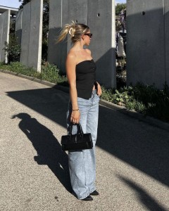ODM sexy black strapless buttons crop top