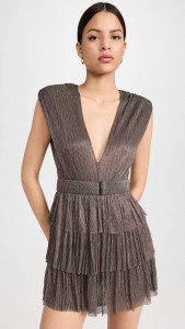 Sexy  backless deep v-neck sleeveless tiered dress