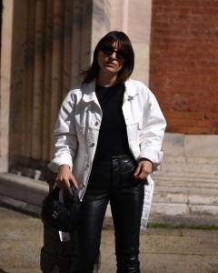 Women custom white denim button casual stylish coat
