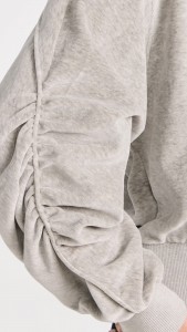 Factory made Gray pleated high waist round neck casual solid color top