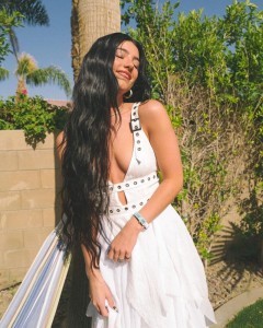 Custom deep v double hollowed out layered white dress
