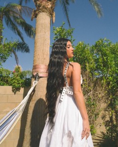 Custom deep v double hollowed out layered white dress