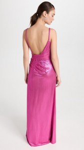 sexy backless spaghetti strap dress side slit V-neck maxi dress