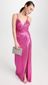sexy backless spaghetti strap dress side slit V-neck maxi dress