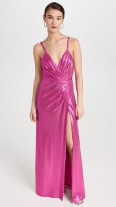 sexy backless spaghetti strap dress side slit V-neck maxi dress