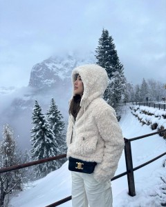 Summer fluffy elegant white hooded coat