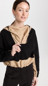 Made in china Patchwork color contrast casual sports fake two hooded tops