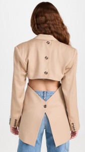 Made in china khaki cut-out back suit sexy jacket