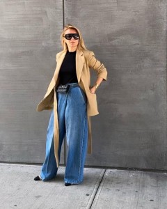Factory made casual simple long belt  suit jacket