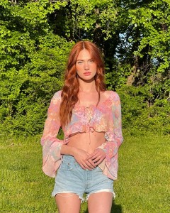 Flower Printing Bell Sleeves Tie Crop Top