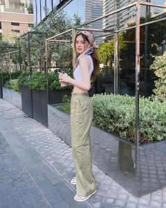 Army Green High Waist Loose Pant