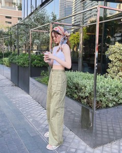 Army Green High Waist Loose Pant