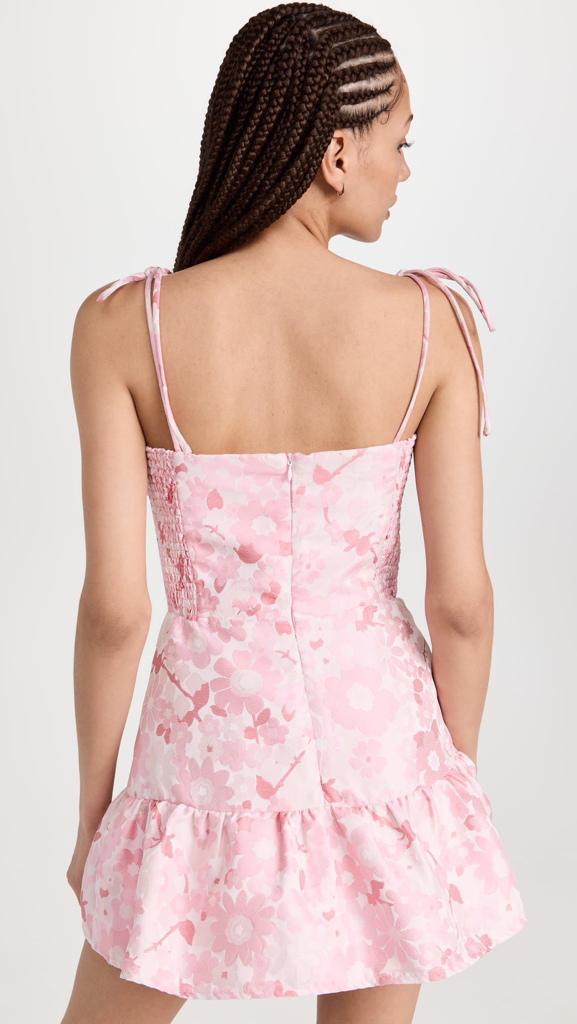 Sweet pink floral print halter elegant mini dress
