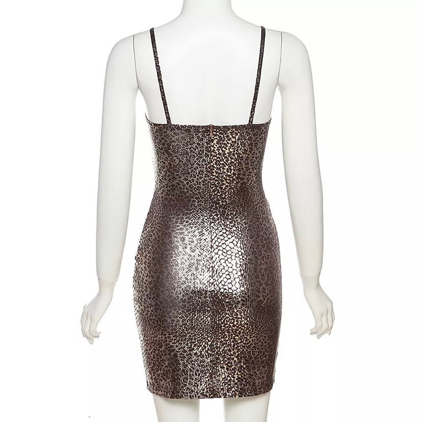 Custom Design Cut-out Leopard Print Mini Evening Dress