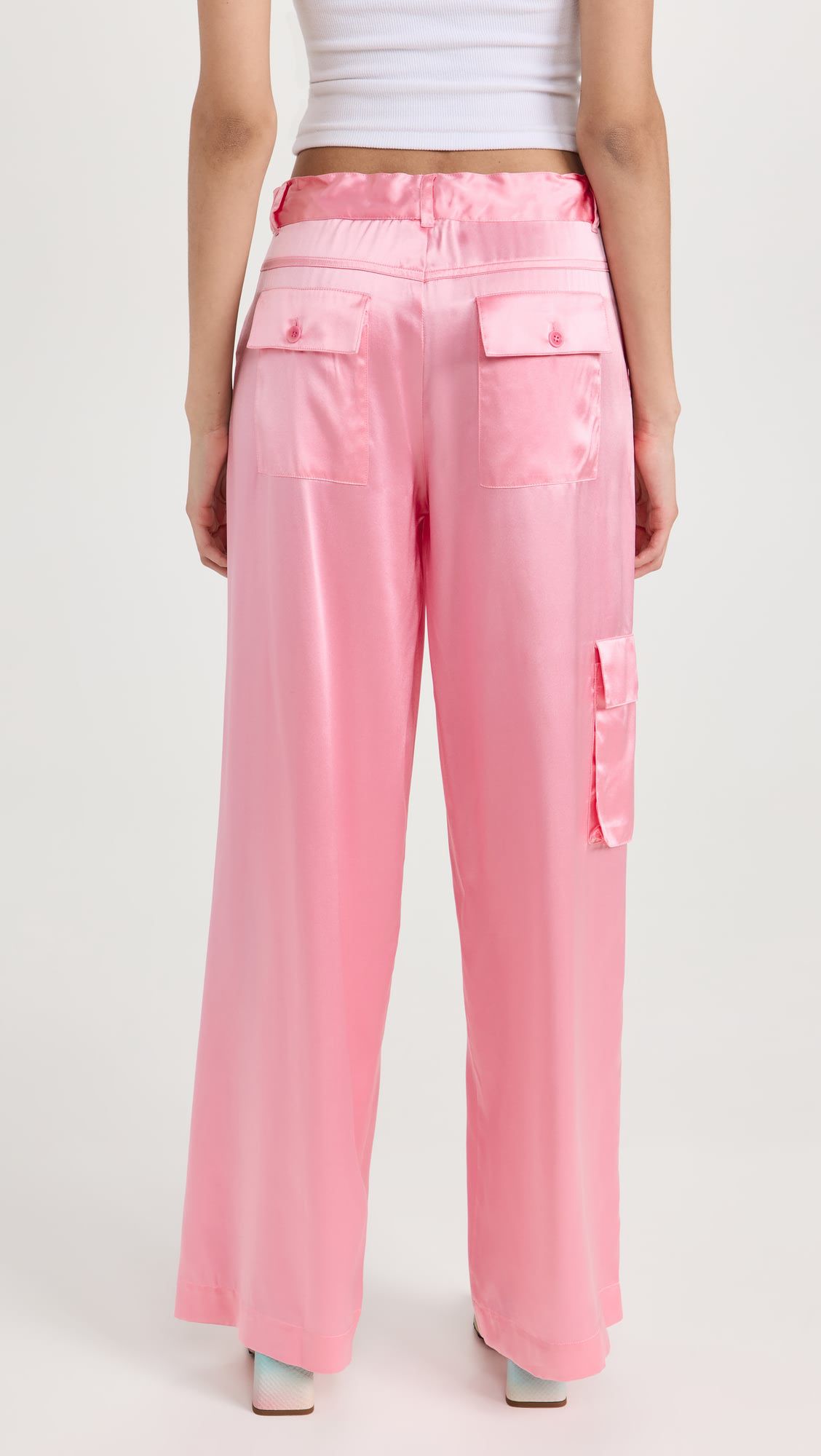 Made in China casual formal fashion pink satin loose pantsy