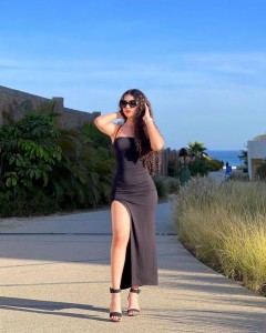 Sexy Square Collar Slit Hater Midi Dress