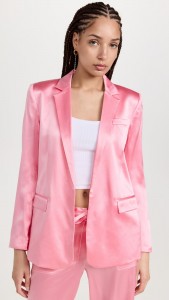 Satin pink suit stylish formal simple jacket
