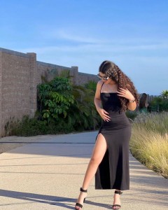 Sexy Square Collar Slit Hater Midi Dress