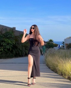Sexy Square Collar Slit Hater Midi Dress