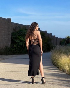 Sexy Square Collar Slit Hater Midi Dress