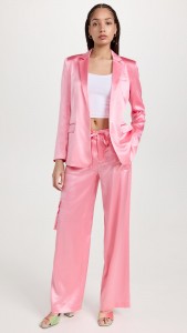 Satin pink suit stylish formal simple jacket