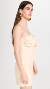 Three-dimensional flower halter sexy bodycon mini dress